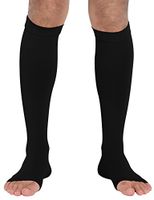 ChinFun Open Toe Toeless Compression Pressure Sleeve Socks 20-30mmHG Leg Support Graduated Shin Splints Circulation Recovery Varicose Veins Pain Relief Sports Gear Men Women Black Color Size XXL