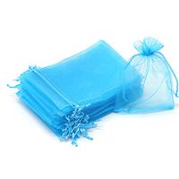 Dealglad 100pcs Drawstring Organza Jewelry Candy Pouch Party Wedding Favor Gift Bags (3.5x4.5, Lake Blue)