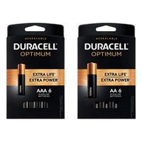 Duracell Optimum AAA Alkaline Batteries |1.5V Triple A Battery |6 Count withDuracell Optimum AA Alkaline Batteries |1.5V Double A Battery| 6 Count