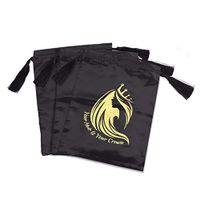 West Kiss Black 15.5×11.5 Inch Satin Packaging Bag,Bundles and Wigs Bags, Large Drawstring with Tassel Gift and Travel Bag,Can Be Customized (3 Pack,Black)