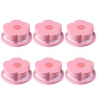 Washing Machine Floating Filter Lint Traps Mesh Bag Hair Ball Catcher Flower-Type Reusable Net Pouch Magic Washing Laundry Ball Removal Device (Pink, 6)