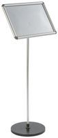 Displays2go Floor Sign Stand, 11 x 17 Inches Snap Open Frame, Landscape, Non-Glare Lens, Silver Aluminum (RP1711SV)