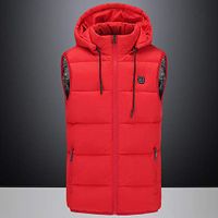 Tomorrow Sun Shine Electric Heating Warm Vest Gilet Unisex USB Charging 3 Heating Levels Rechargable Waterproof Washable Infrared Heated Cotton Waistcoat for Winter Skiing, Cycling, Hiking,Red,L