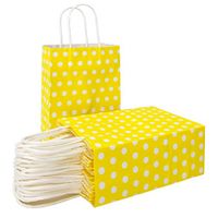 25 PCS Yellow Paper Gift Bags with Handles Polka Dot Paper Party Favor Bags for Kid’s Birthday Wedding Holiday Party Supplies by ADIDO EVA（8.2 x 6 x 3.1 in Yellow）