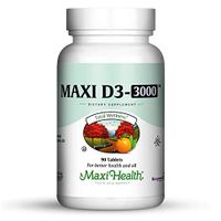 Maxi Health Natural Vitamin D3 -"3000 IU" - Nutrition Supplement - 90 Tablets - Kosher