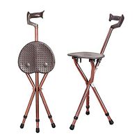 Folding Canes Seat Walking Stick, Four-Legged Multi-Function with Foot Walking Stick Aluminum Alloy Crutch Chair Walker Height Adjustment (1 PCS)