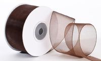 25 Yard Spool of Elegant Light and Sheer Chocolate Brown Organza Ribbon- 1.5" Wide