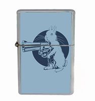 Gun Bunny Funny Dirty Harry Rabbit Flip Top Oil Cigarette Lighter