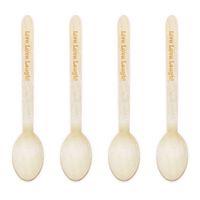 Dress My Cupcake Natural Wood Candy 100-Pack Buffet Cutlery Spoons DIY Kit, Live Love Laugh, 6.5-Inch, Orange