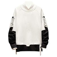 WYTong Men Hip hop Patchwork Pullover Crew Neck Long Sleeve Casual Sweatshirt Tops Blouse(White,XL)