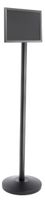 Displays2go Double Sided Floor Sign Stand, 11" x 17" Frame, Stanchion Post, Black Metal (STC1117BH2)