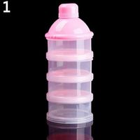 Kids Baby Feeding 4 Layers Milk Powder Dispenser Bottle Storage Container for Travel Pink