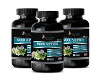 Mood Food Supplement- Mood Support Vitamins and Herbal EXTRACTS - ashwagandha and GABA - 3 Bottles 180 Vegetable Capsules