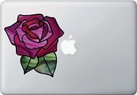 Yadda-Yadda Design Co. Rose Blossom D1 Stained Glass Style - Opaque Vinyl Decal for Laptop | MacBook | Appliances YYDC (5" w x 5.3" h) (Purple)