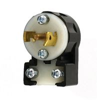 Leviton ML3-AP 15 Amp, 125/250 Volt, Non-Grounding, Locking Plug, Industrial Grade, MiniLock Angle, Black-White