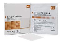 Collagen Dressing 4" x 4". Box of 10 Sterile Gel Dressings for Full and Partial Thickness Wounds. Collagen, Sodium alginate, CMC, EDTA. Soothing Effect.