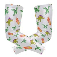 Men's UV Protection Arm Sleeve Green Dinosaurs and Meteor Red Compression Arm Sleeve, Skin Protection Cooler Cycling Sleeves for Outdoor Activities to Cover Arms