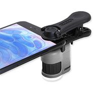 Carson MicroMini 20x LED Lighted Pocket Microscope with Built-in LED and UV Flashlight and Universal Smartphone Digiscoping Adapter Clip (MM-380)