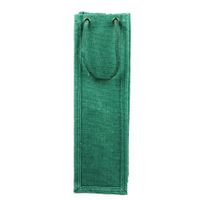 Eco-friendly Reusable Single Bottle Burlap Jute Wine Gift Bag with Rope Handle - Green (Pack of 6)