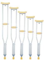 Crutches Child Lofstrand Anodized Aluminum Under-arm Crutches. Recommended Patient Height for Child Size is 4" to 4'6". Crutch Height adjusts 31" to 37". Height Scale Printed on Crutch.
