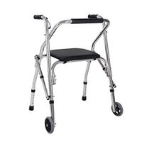 Wheeled Walker Medical 2-Wheeled Walking Frame with Seat Compact Folding Walker with Wheel Light Aluminum Alloy Walking Frame