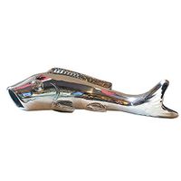 Decorative Fish Table Accent Silver Plated Ceramic by Zodax