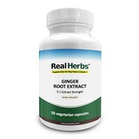 Real Herbs Ginger Root Extract - Derived from 3500mg of Ginger Root with 5:1 Extract Strength - Reduces Nausea & Gastric Discomfort – 50 Vegetarian Capsules