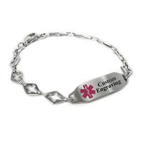 My Identity Doctor - Ladies Medical Alert Bracelet with Engraving - 316L 6mm Steel Cross - Purple - Wrist Size 6.5 Inch