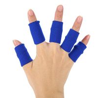 Qkiss 10Pcs Flexible Fingers Support Finger Protector, Stretchy Sports Aid Arthritis Band Wraps for Finger(Blue)