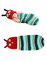 Crocheted Baby Boy Caterpillar Outfit Newborn Photography Props Handmade Knitted Photo Prop Infant Accessories