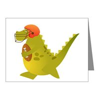 Note Card Football Playing Dinosaur