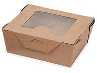 Pack Of 40, Solid #3 Bio Plus Earth Recycled Kraft Take Out Boxes W/Window 8.5 X 6.25 X 2.5" 66 Fl Oz Made In USA