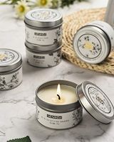 Natural Scented Candle,Rose& Green Perfume Aroma Candle Gift,Handmade Soy Wax Fragrance Candle,Perfect for Meditation Stress Relief Mood Boosting Aromatherapy,Portable Travel Tin Jar 15 Hours (Silver)