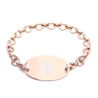 Medical ID Stainless Rose Gold Mini Heart Link Bracelet - DIABETES (Diabetes Type 2)