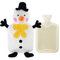 Athoinsu Premium Rubber 2L Hot Water Bottle with Cute White Snowman Plush Animal Cover Gifts for Girls Women Children (Snowman)