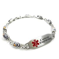 My Identity Doctor - Medical Alert Bracelet for Women with Engraving - 5mm Steel, Glass - Red - Wrist Size 8.25 Inch