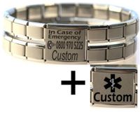 JSC Jewellery Large Custom Made Ice & Medical Condition Id Alert Stainless Steel Bracelet