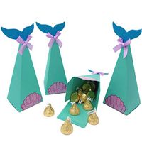 Mermaid Party Boxes,20pcs Mermaid Gift Boxes Treat Boxes Mermaid Party Favor Boxes with Thank You Stickers for Kids Birthday Party Baby Shower Under The Sea Party Mermaid Party Decoration