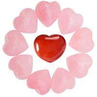 Healing Crystal 0.99 inch Rose Quartz Carved Worry Stone Chakra Reiki Balancing(Pack of 10) (Heart)