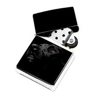 Black Lab Dog - White Lighter Windproof Flip-Top Refillable with tin Gift Box