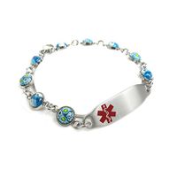 My Identity Doctor - Customized Medical Bracelet for Women with Engraving - 1cm Steel, Glass - Red - Wrist Size 7 Inch
