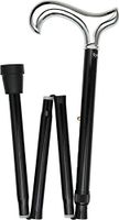Chrome Plated Derby Walking Cane with Folding, Adjustable Black Aluminum Shaft