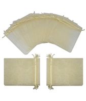 Ankirol 50pcs Large Sheer Organza Favor Bags 6.6x9'' Jewelry Candy Gift Bags Mini Bottle Wine Bags Samples Display Drawstring Pouches (Cream)