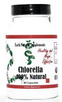 Chlorella 1300mg * Earth Natural , 90 Capsules - Single-celled Algae , No Preservatives, No Fillers