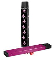 Skin Decal Wrap 2 Pack for Juul Vapes Pastel Butterflies Pink on Black JUUL NOT INCLUDED