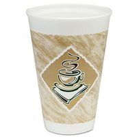 Dart - Foam Hot/Cold Cups, 16oz, White w/Brown & Green, 1000/Carton 16X16G (DMi CT