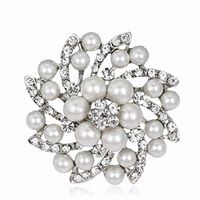 Women Rhinestone Flower Bouquet Brooch Pins Wedding Jewelry Scarf Clip Pins Daily Popular Fashion Creation Girls Woman Girl Jewerly Design Womans Accesories