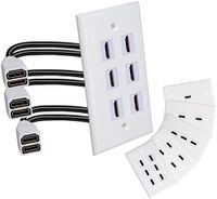 6 Ports 4K HDMI Wall Plate Outlet Cover with 6 Inch Female to Female High Speed HDMI Pigtail Cable for Video Game Systems,TV Boxes or Other HDMI/Ethernet Channel-Enabled Devices, White
