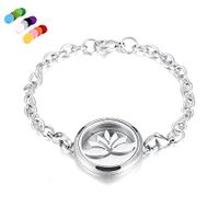 constantlife Sturdy 316L Stainless Steel Chain Bracelet Essential Oil Diffuser Lockets Fragrancy Jewelry (8 Lotus)