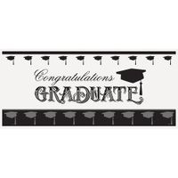 Classic Graduation Party Wall Banner & Photo Booth Prop, 60” x 27”